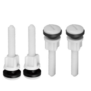 Toilet seat Bolts Screws Replacement for Fixing The Top Toilet Seat, Toilet Seat Parts Including Screw and Nut for Top Mount Toilet Seat Hinges, White Plastic 4 Pack