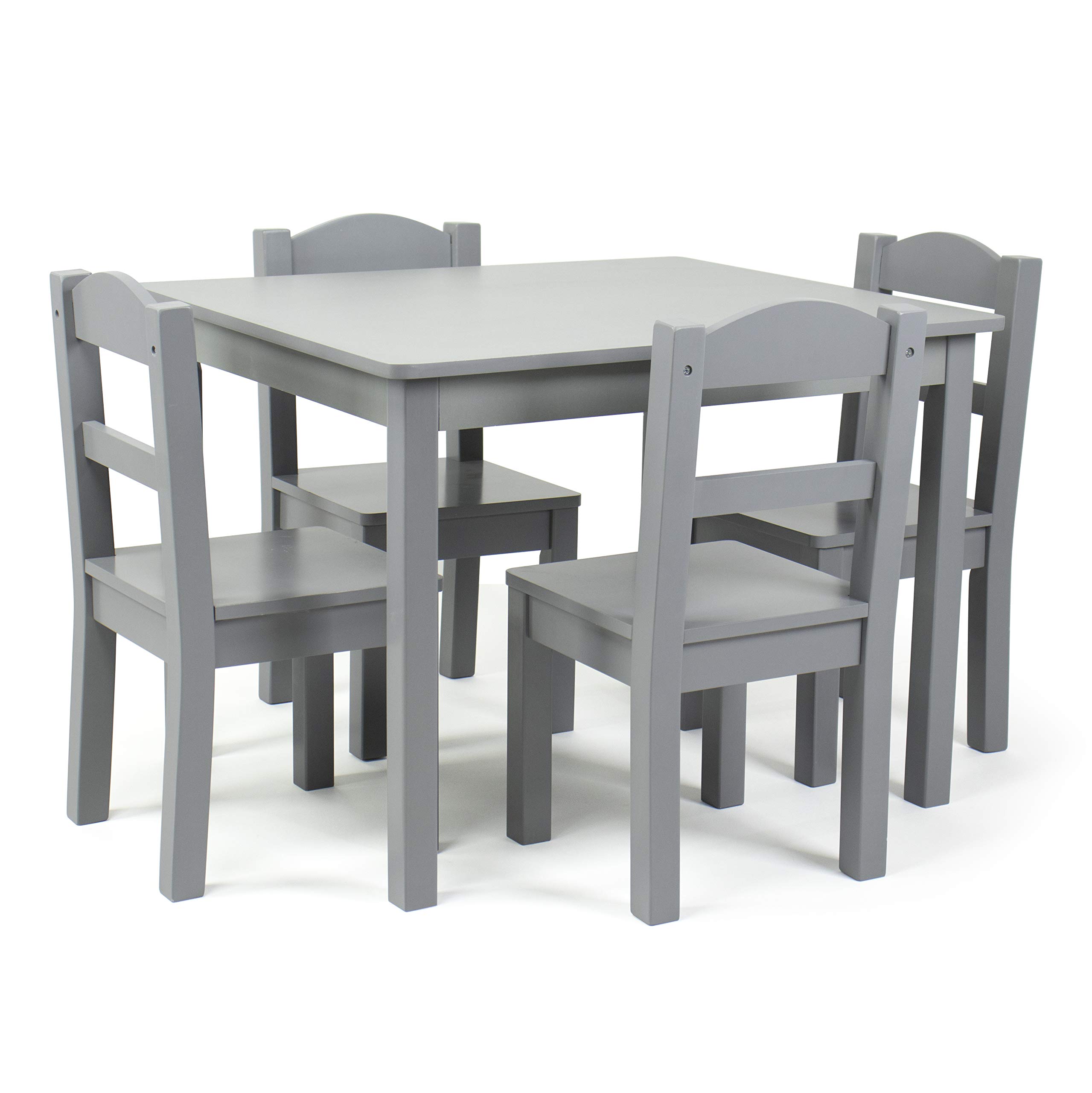 Humble Crew Kids Wood Table and 4 Chair Set, Grey & Grey/White Toy Organizer, 9 Bin Storage, 24" Tall