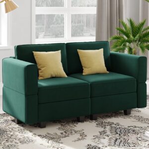 belffin modular loveseat sofa couch with storage seats velvet 2 seater love seats for small spaces green