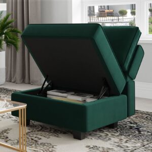 Belffin Modular Loveseat Sofa Couch with Storage Seats Velvet 2 Seater Love Seats for Small Spaces Green