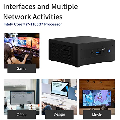 NUC NUC11PAHi7 Mini PC/HTPC,Wind 11 Mini Computer,Intel Four-Core i7 1165G7 - Up to 4.7 GHz Turbo,NVMe SSD DDR4 RAM,WiFi 6,BT 5.2 Thunderbolt 3,8K UHD,Quadruple Monitor(32GB+1TB)