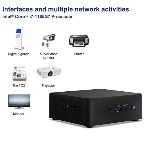 NUC NUC11PAHi7 Mini PC/HTPC,Wind 11 Mini Computer,Intel Four-Core i7 1165G7 - Up to 4.7 GHz Turbo,NVMe SSD DDR4 RAM,WiFi 6,BT 5.2 Thunderbolt 3,8K UHD,Quadruple Monitor(32GB+1TB)