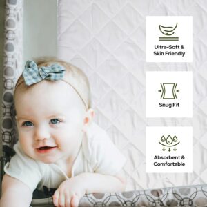 Waterproof Mini Crib Mattress Protector | Bamboo Viscose Made Ultra-Soft Quilted Mattress Cover, 1-Pack