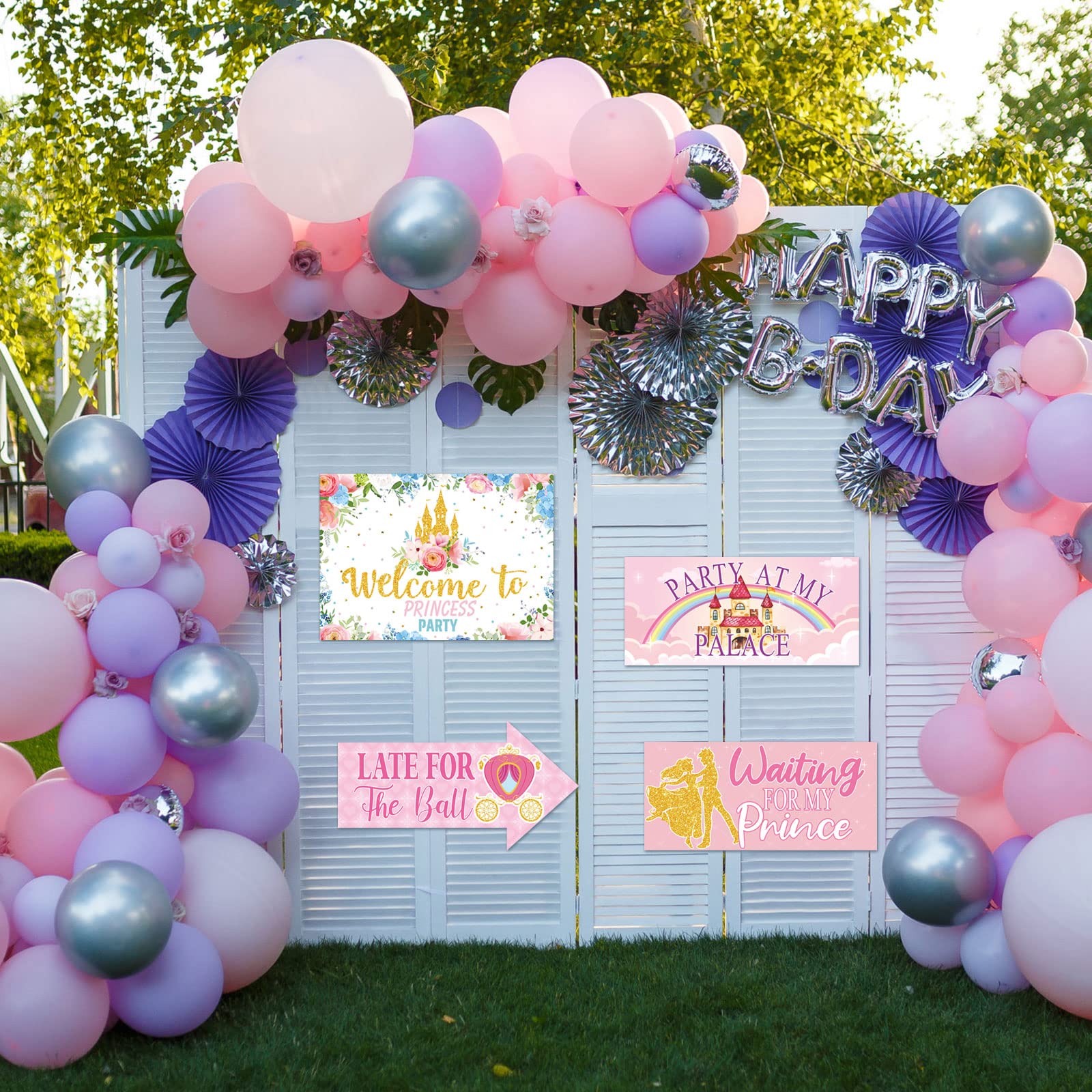 20 Pieces Princess Birthday Party Decorations Princess Welcome Sign Princess Directional Signs Castle Princess Decorations Princess Sign for Girl Birthday Baby Shower Party Supplies, 10 Styles