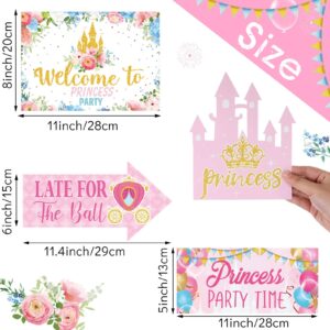 20 Pieces Princess Birthday Party Decorations Princess Welcome Sign Princess Directional Signs Castle Princess Decorations Princess Sign for Girl Birthday Baby Shower Party Supplies, 10 Styles