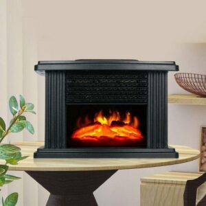 5.7 Inch Height Freestanding Electric Fireplace Stove Heater with Realistic 3D Dancing Flame Effect, 1KW 110V Fast Heating Mini Stove Heater for Small Indoor Places with Overheat Protection, Black