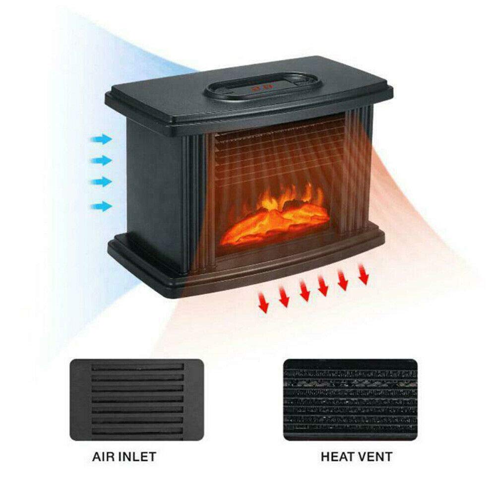 5.7 Inch Height Freestanding Electric Fireplace Stove Heater with Realistic 3D Dancing Flame Effect, 1KW 110V Fast Heating Mini Stove Heater for Small Indoor Places with Overheat Protection, Black