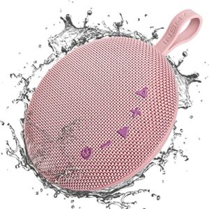 insmy waterproof bluetooth speakers, ip67 floatable portable wireless small shower speaker, punchy bass loud sound, stereo pairing, 24h playtime, hands-free clear call for beach kayak canoe (pink)
