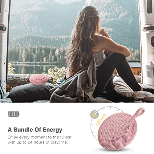 INSMY Waterproof Bluetooth Speakers, IP67 Floatable Portable Wireless Small Shower Speaker, Punchy Bass Loud Sound, Stereo Pairing, 24H Playtime, Hands-Free Clear Call for Beach Kayak Canoe (Pink)