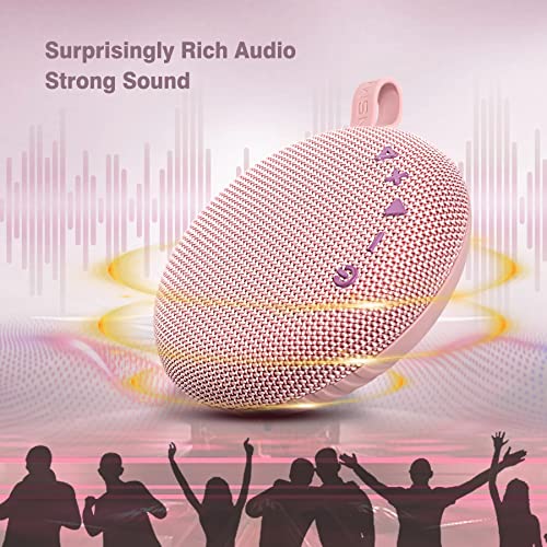 INSMY Waterproof Bluetooth Speakers, IP67 Floatable Portable Wireless Small Shower Speaker, Punchy Bass Loud Sound, Stereo Pairing, 24H Playtime, Hands-Free Clear Call for Beach Kayak Canoe (Pink)