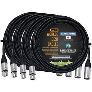 worlds best cables 4 units - 100 foot – quad balanced microphone cable custom made using canare l-4e6s wire and neutrik silver nc3mxx male & nc3fxx female xlr plugs