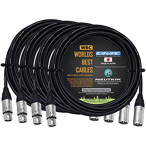 WORLDS BEST CABLES 4 Units - 100 Foot – Quad Balanced Microphone Cable Custom Made Using Canare L-4E6S Wire and Neutrik Silver NC3MXX Male & NC3FXX Female XLR Plugs