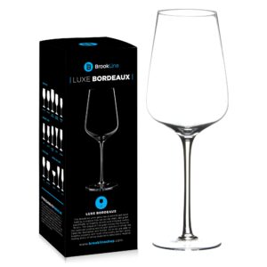 brookline wine glass - premium crystal italian style hand blown, long stem 17.50 oz red and white wine glass set - ultra thin stem durable glassware - gift for wedding, birthdays and party glasses