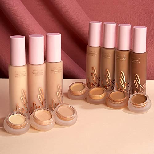 Mally Beauty Stress Less Performance Foundation - Medium - Buildable Medium to Full Coverage - Lightweight Foundation Liquid - Niacinamide Brightens and Hydrates Skin - Satin Finish