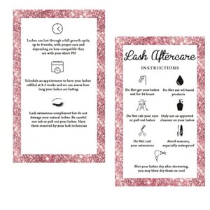 aftercare lash extensions card, 50 pack of 3.5x2 inch eyelash extension care instruction cards for eyelash extension supplies, eyelash extension kit, glossy eyelash cards for salon, business supplies