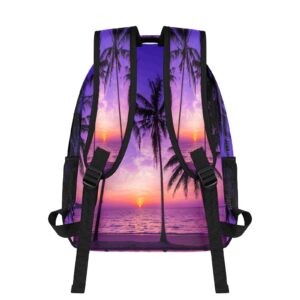 TropicalLife Hawaiian Palm Tree Custom Backpack, Ocean Beach Theme Personalized Backpacks with Name Bookbag Shoulder School Computer Hiking Gym Travel Casual Daypack