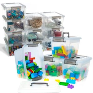 citylife 1.3 qt 10 pack small storage bins & 4 packs 5.3 qt storage bins with lids clear plastic bins stackable storage containers for organizing