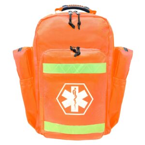dixie ems ultimate pro trauma o2 backpack with modular pouch design, oxygen gear bag for first responders and medics – orange