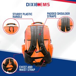 Dixie EMS Ultimate Pro Trauma O2 Backpack with Modular Pouch Design, Oxygen Gear Bag for First Responders and Medics – Orange