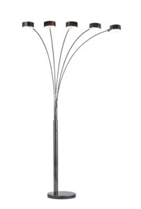 artiva usa micah plus modern led 5-arched satin nickel floor lamp with dimmer 88", brushed black nickel