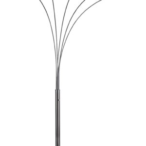 Artiva USA Micah Plus Modern LED 5-Arched Satin Nickel Floor Lamp with Dimmer 88", Brushed Black Nickel