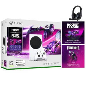 microsoft xbox series s 512gb ssd all-digital console (disc-free gaming) - fortnite & rocket league - wireless controller - hdr - 1440p gaming resolution - up to 120 fps - amd freesync - headset (renewed)