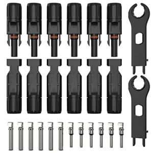 bateria power 12pcs solar cable connectors, male＆female ip67 waterproof solar panel connectors with spanners