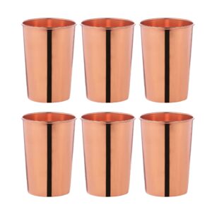 pure copper tumbler set of 6, unlined, uncoated and lacquer free, 350 ml (11.8 us fl oz) capacity for ayurveda health benefits