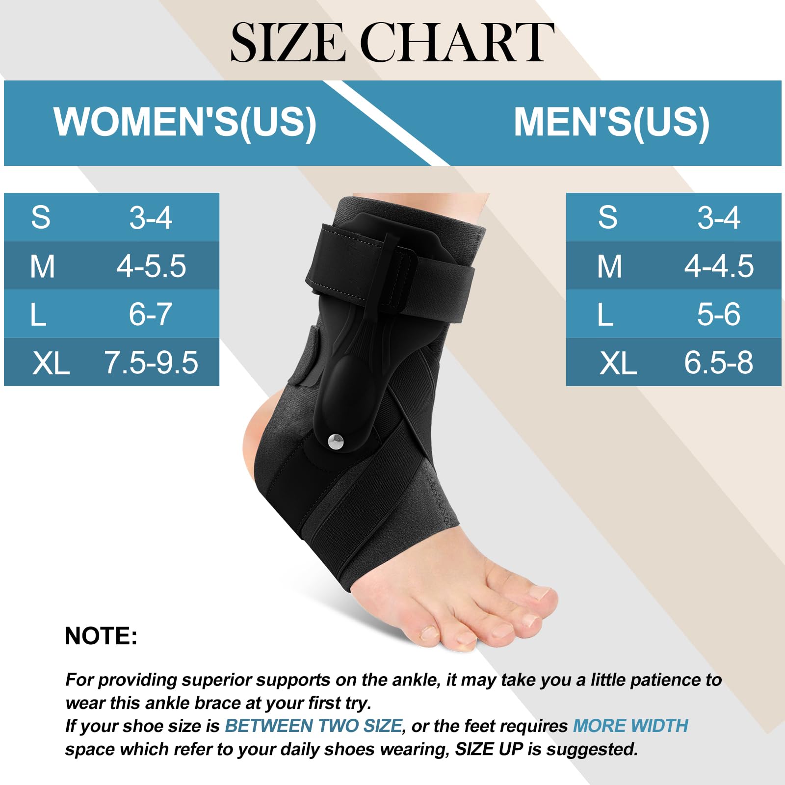 ZOUYUE Ankle Support Brace for Ankle Sprains for Men Women, Sprained Brace for Basketball Soccer Volleyball - XL
