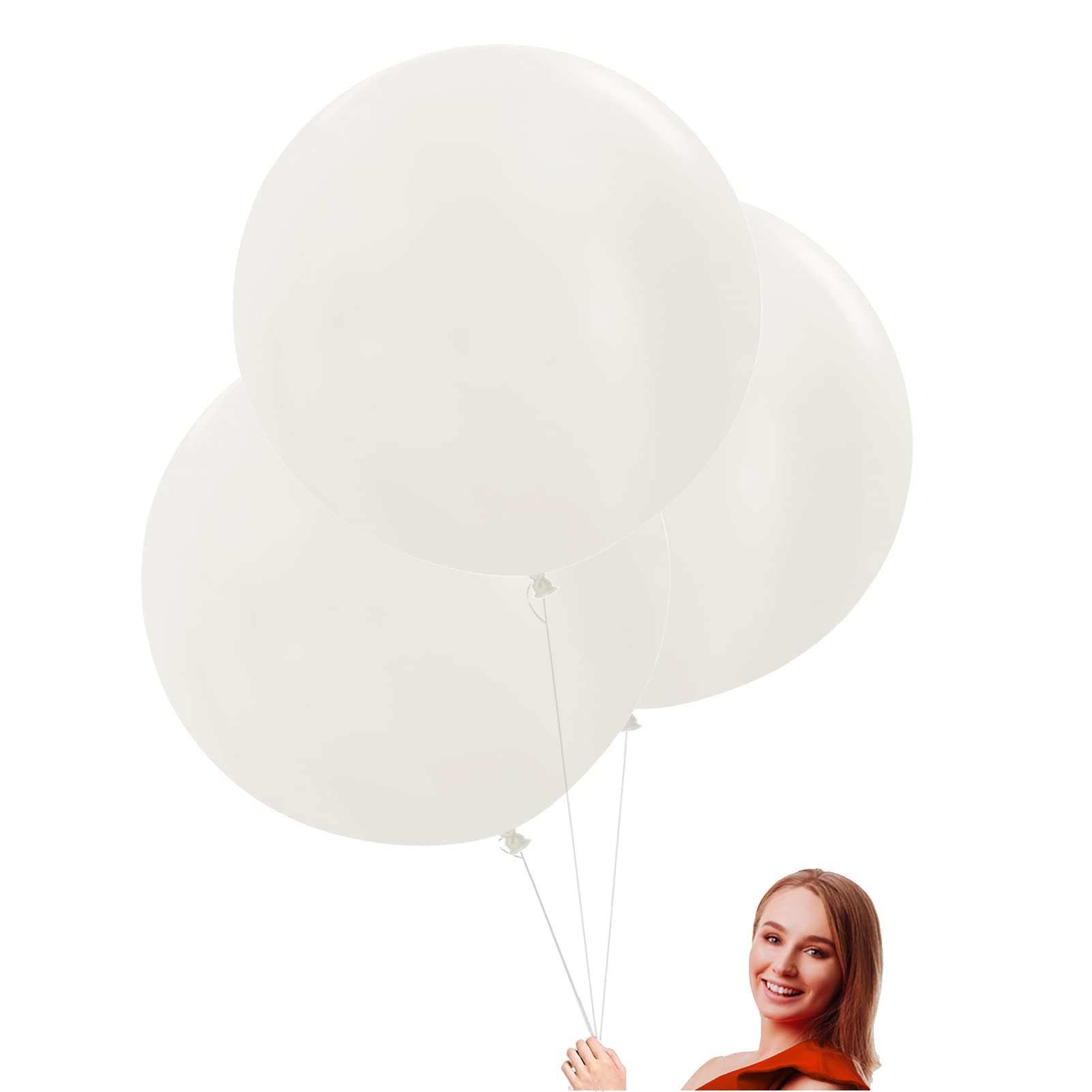 24 inch Large Round White Balloons 10 Pack Thick Big jumbo Latex Balloons Giant oversized Balloon for wedding anniversary Birthday Engagement Party Decorations