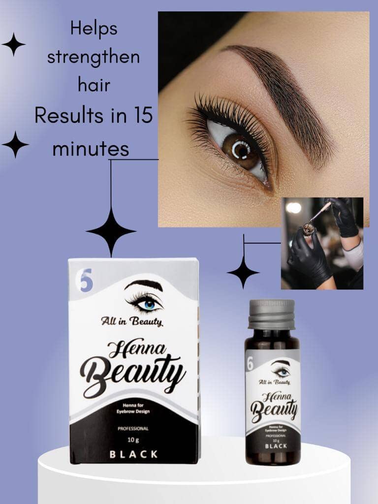 All in Beauty Henna for Brow Coloring and Tinting, Made from Natural and Harmless Ingredients, Tint your Brows, Long Lasting and Waterproof (Medium Brown)