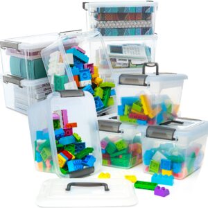 citylife 4 packs 5.3 qt storage bins with lids & 6 packs small storage bins with lids 3.2 qt plastic storage containers for organizing stackable clear storage boxes