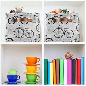 xigua Bicycle Bike Print Storage Baskets,Large Decorative Collapsible Rectangular Canvas Fabric Storage Bin for Home Office(15x11x9.5inch,1 Pack)