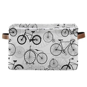 xigua bicycle bike print storage baskets,large decorative collapsible rectangular canvas fabric storage bin for home office(15x11x9.5inch,1 pack)