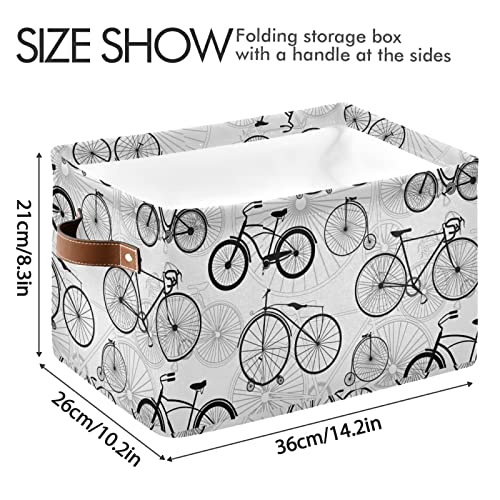 xigua Bicycle Bike Print Storage Baskets,Large Decorative Collapsible Rectangular Canvas Fabric Storage Bin for Home Office(15x11x9.5inch,1 Pack)
