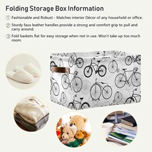 xigua Bicycle Bike Print Storage Baskets,Large Decorative Collapsible Rectangular Canvas Fabric Storage Bin for Home Office(15x11x9.5inch,1 Pack)