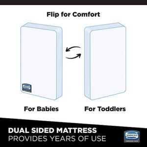 Delta Children Logan Wood Toddler Bed + Simmons Kids SlumberTime Naturally 2-Stage Premium Foam Crib and Toddler Mattress - Waterproof - GREENGUARD Certified [Bundle], Midnight Grey/Natural