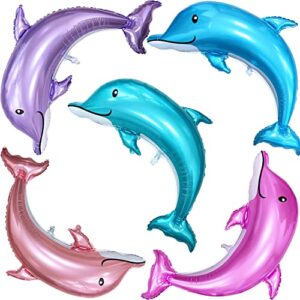 timecity large fish dolphin foil balloons 5pcs ocean animals balloons fish foil mylar balloons sea animal balloons for kids birthday mermaid themed party decorations