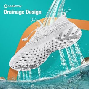 SEEKWAY Mens Womens Water Shoes Quick Dry Aqua Shoes Barefoot for Beach Surf Hiking Pool Water Sports AD051 White