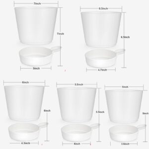 WOUSIWER Self Watering Planters 7/6.5/6/5.5/5 inch, Plant Pots with High Drainage Holes and Reservoir for Indoor Outdoor WindowSill Flowers and Plants, White