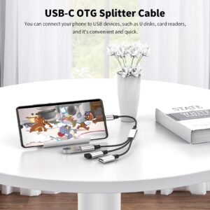 USB C Male to Three USB Female Cable,USB c Splitter to USB USB c Splitter Audio and Charging Type C to 3 Type A 2.0 Port Splitter Multi Hub for MacBook,iPad Pro Air,Microsoft Surface Go,PC,Laptop