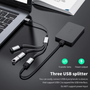USB C Male to Three USB Female Cable,USB c Splitter to USB USB c Splitter Audio and Charging Type C to 3 Type A 2.0 Port Splitter Multi Hub for MacBook,iPad Pro Air,Microsoft Surface Go,PC,Laptop