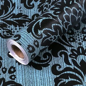 JZ·HOME Y1255 Damask Peel and Stick Wallpaper 17.7" x 9.8ft Removable Contact Paper Self-Adhesive Damask Furniture Paper Drawer Shelf Liner Vinyl Decorative Film