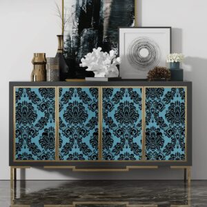 JZ·HOME Y1255 Damask Peel and Stick Wallpaper 17.7" x 9.8ft Removable Contact Paper Self-Adhesive Damask Furniture Paper Drawer Shelf Liner Vinyl Decorative Film