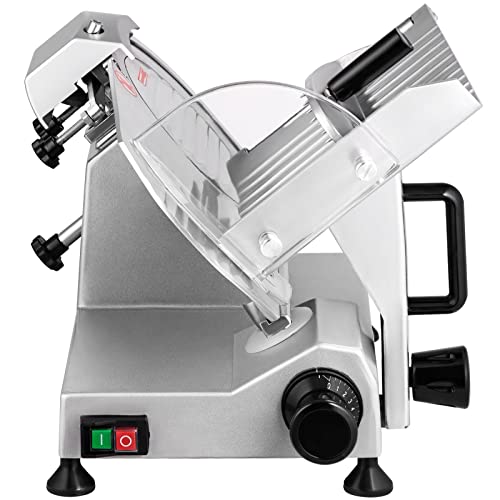 VEVOR Commercial Meat Slicer, 200W Electric Deli Food Slicer, 1200RPM Meat Slicer with 8“ Chromium-plated Steel Blade, 0-12mm Adjustable Thickness for Home & Commercial Use (8IN-200W)