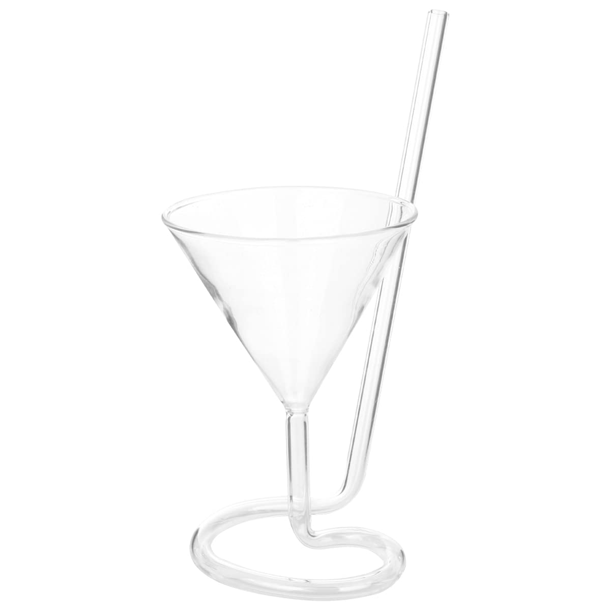 Cabilock Wine Glass Spiral Cocktail Glass Red Wine Glass Clear Juice Cup Goblet With Drinking Tube Straw ( Transparent )