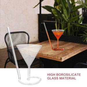 Cabilock Wine Glass Spiral Cocktail Glass Red Wine Glass Clear Juice Cup Goblet With Drinking Tube Straw ( Transparent )