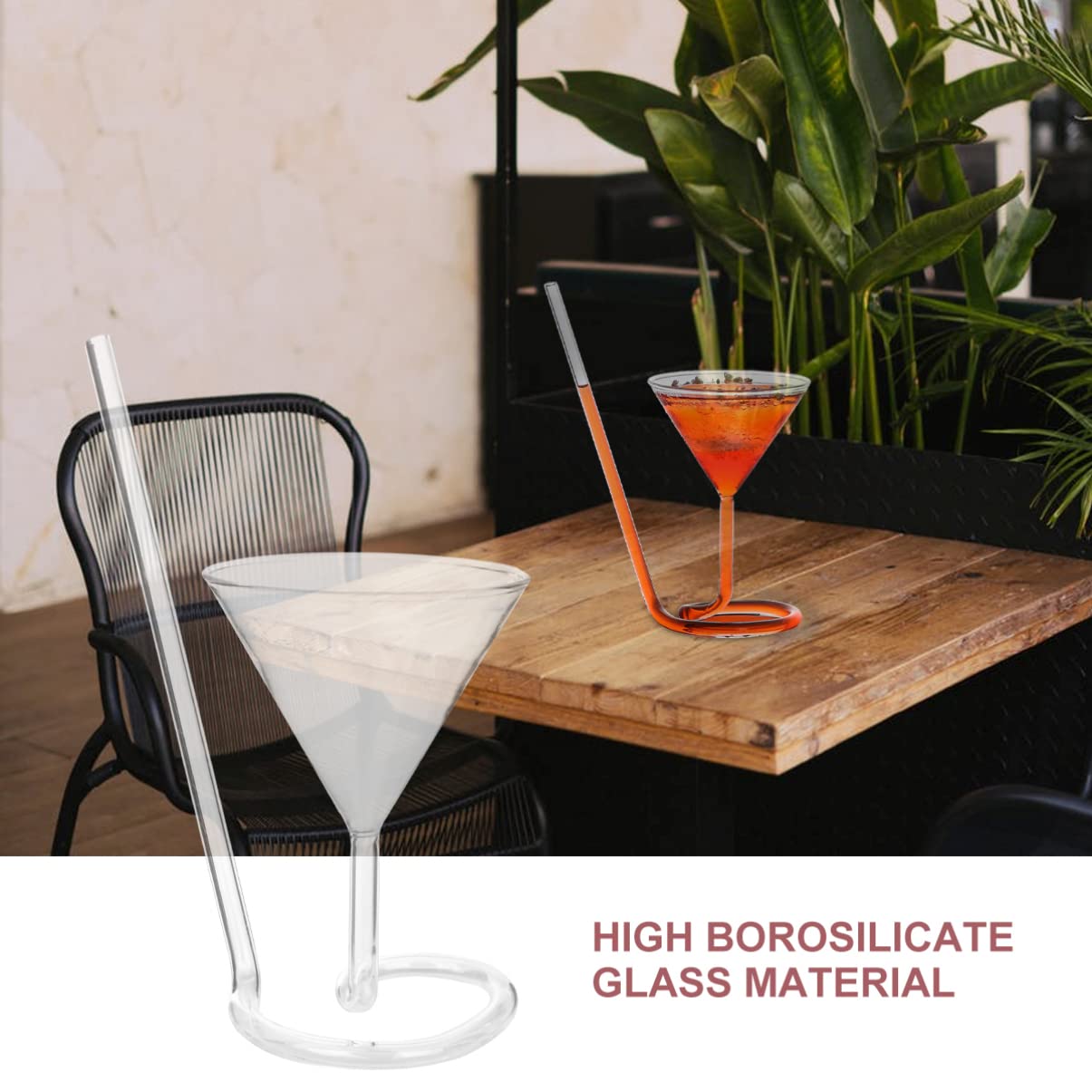 Cabilock Wine Glass Spiral Cocktail Glass Red Wine Glass Clear Juice Cup Goblet With Drinking Tube Straw ( Transparent )