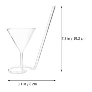 Cabilock Wine Glass Spiral Cocktail Glass Red Wine Glass Clear Juice Cup Goblet With Drinking Tube Straw ( Transparent )