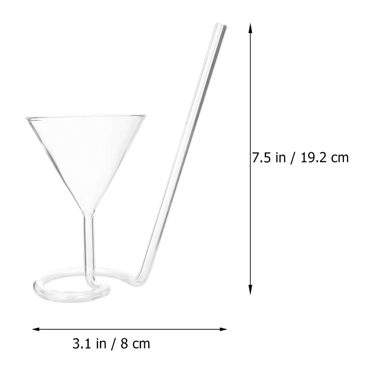 Cabilock Wine Glass Spiral Cocktail Glass Red Wine Glass Clear Juice Cup Goblet With Drinking Tube Straw ( Transparent )